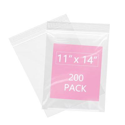iMailer - 200 Pcs- 11" x 14" Reclosable Plastic Zip Poly Bags- Clear Zip Bag for Prints, Photos, Documents, Clothing, T-Shirt