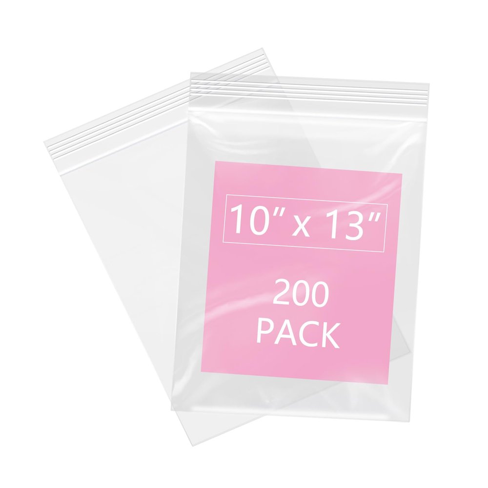 iMailer - 200 Pcs- 10" x 13" Clear Zip Bags - Reclosable Plastic Zip Poly Bags 2 Mil for Prints, Photos, Documents, Clothing, T-Shirt