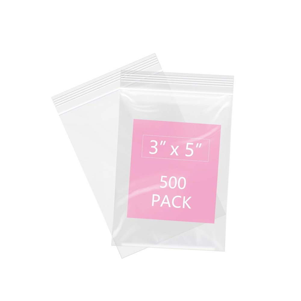 iMailer - 500 Pcs- 3" x 5" Clear Small Zip Bag - Reclosable Zip Plastic Poly Bags 2 Mil with Resealable Lock Seal Zipper for Photo, Jewelry, Bakery, Treats, Party Favors