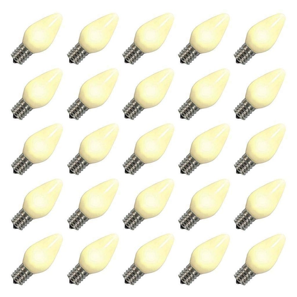 Vickerman 647769-0.96 watt 130 volt C7 Candelabra Screw (E12) Warm White LED Light Bulb (25 Pack) Christmas Light Bulbs (XLEDSC71-25)