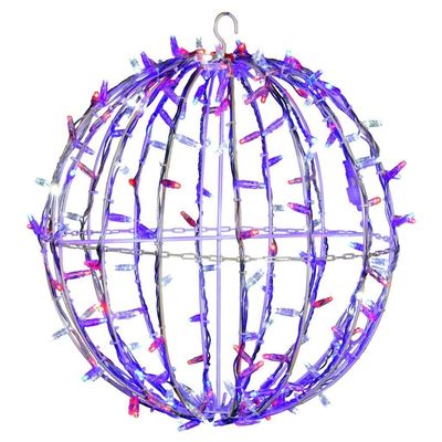 Vickerman 20" Foldable Jumbo Sphere with 180 Red, White, Blue LED Twinkle Lights