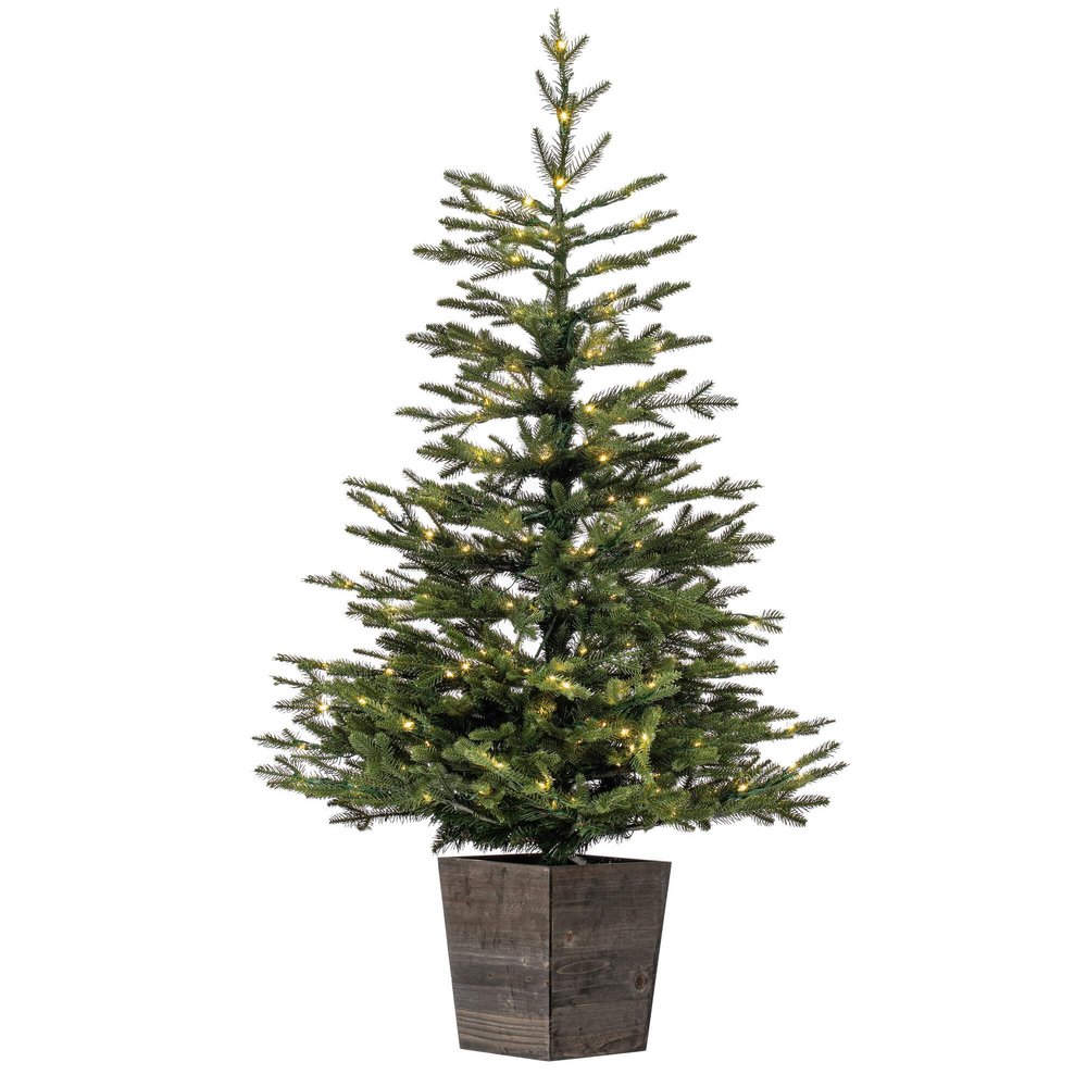Vickerman 4' Gibson Slim Potted Pine Artificial Christmas Tree - Warm White Dura-lit LED Lights - Faux Gibson Christmas Tree - Seasonal Indoor Home Decor