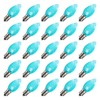 Vickerman 647035-0.96 watt 120 volt C7 Teal Twinkle LED Light Bulb (25 Pack) Christmas Light Bulbs (XLEDC7LT-25)