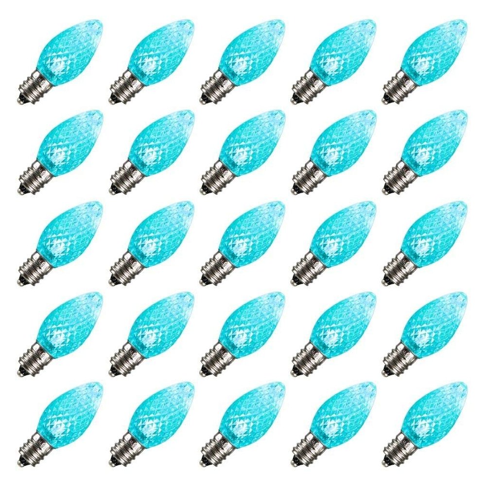 Vickerman 647035-0.96 watt 120 volt C7 Teal Twinkle LED Light Bulb (25 Pack) Christmas Light Bulbs (XLEDC7LT-25)