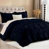 ARlinen California King Size Pinch Pleated Duvet Cover Set, Egyptian Cotton, 3 Piece Bedding Set with Zipper Closure, Includes 1 Navy Blue Cover (102x96 inches) and 2 Pillow Cases (20x40 inches) view 2
