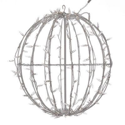 Vickerman 180Lt x 20" Fold Flat Pink Led Jumbo Hanging Sphere with White Powder Coated Frame
