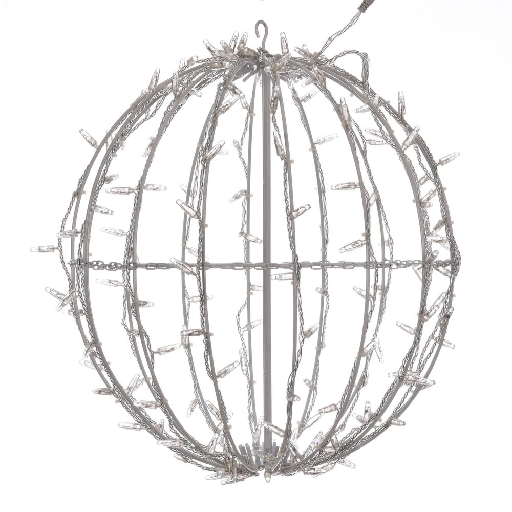 Vickerman 180Lt x 20" Fold Flat Pink Led Jumbo Hanging Sphere with White Powder Coated Frame