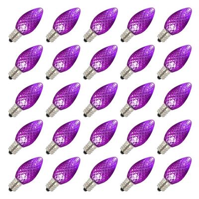 Vickerman 646960-0.96 watt 120 volt C7 Candelabra Screw (E12) Purple Twinkle Faceted LED Light Bulb (25 Pack) Christmas Light Bulbs (XLEDC76T-25)