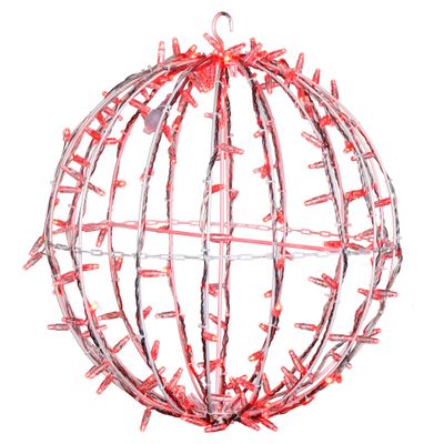 Vickerman 180Lt x 20" Fold Flat Red LED Twinkle Jumbo Hanging Sphere with White Powder Coated Frame, UL 24 Volt Starburst Lights, 10 Watt Waterproof Transformer, AWG22 Wire, 6' Lead Wire Male Plug