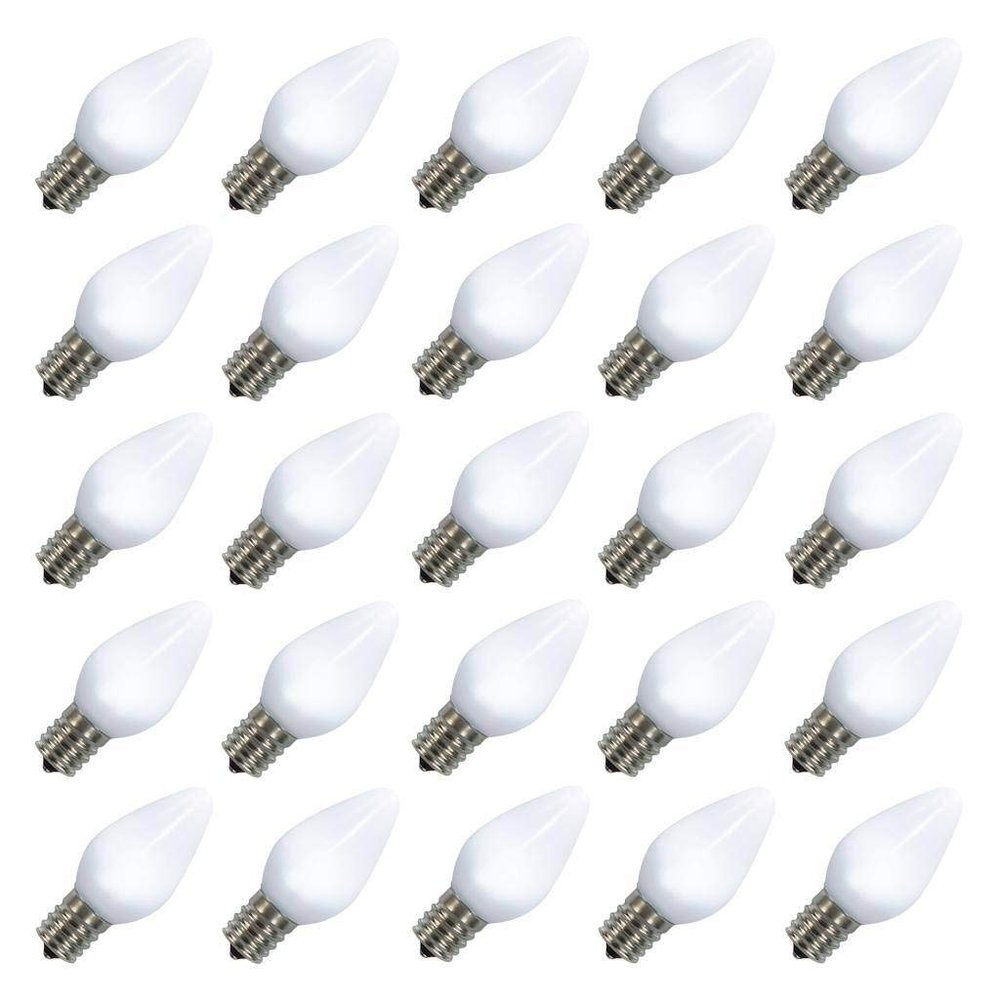 Vickerman 647974-0.96 watt 130 volt C7 Pure White Twinkle LED Light Bulb (25 Pack) Christmas Light Bulbs (XLEDSC7PT-25)