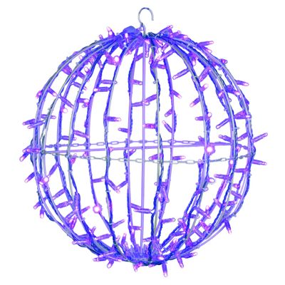Vickerman 180Lt x 20" Fold Flat Purple Led Jumbo Hanging Sphere with White Powder Coated Frame