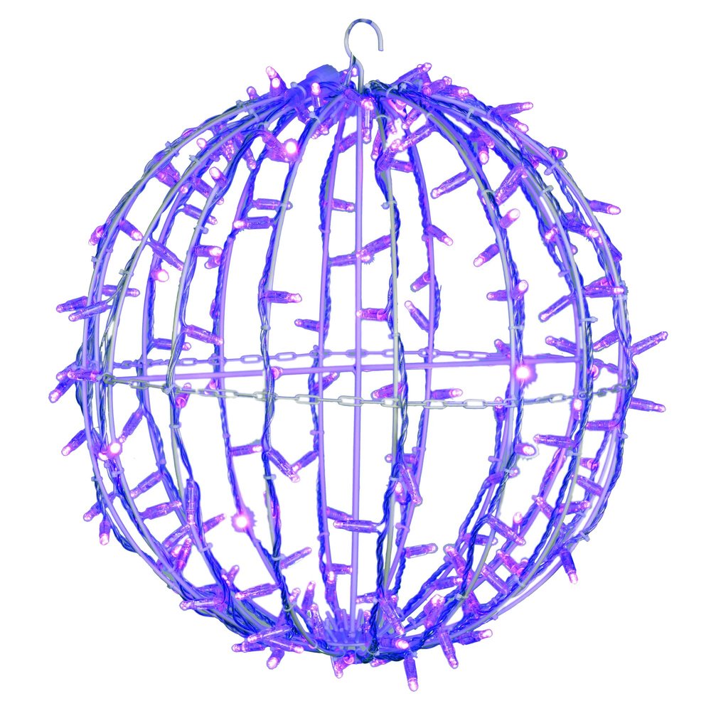 Vickerman 180Lt x 20" Fold Flat Purple Led Jumbo Hanging Sphere with White Powder Coated Frame