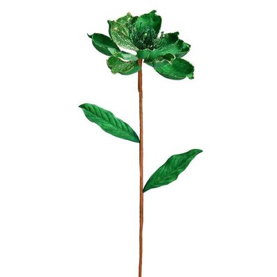30" Green Glitter Magnolia Spray 2/Bag