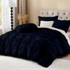 ARlinen Western King Size Pinch Pleated Duvet Cover Set, Egyptian Cotton, 3 Piece Bedding Set with Zipper Closure, Includes 1 Navy Blue Cover (120x120 inches) and 2 Pillow Cases (20x40 inches) view 1