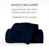 ARlinen Western King Size Pinch Pleated Duvet Cover Set, Egyptian Cotton, 3 Piece Bedding Set with Zipper Closure, Includes 1 Navy Blue Cover (120x120 inches) and 2 Pillow Cases (20x40 inches) view 3