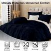 ARlinen Western King Size Pinch Pleated Duvet Cover Set, Egyptian Cotton, 3 Piece Bedding Set with Zipper Closure, Includes 1 Navy Blue Cover (120x120 inches) and 2 Pillow Cases (20x40 inches) view 4