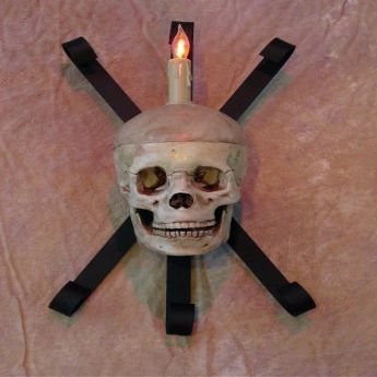Wall Sconce Skull-Metal Life-Size Skull on Metal Structure NO LED Lights