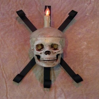 Wall Sconce Skull-Metal Life-Size Skull on Metal Structure NO LED Lights