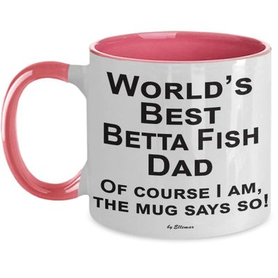 Betta Fish Coffee Two Tone Mug, Accessories, Stuff, Items for Owner, Mom, Dad - World's Best Fish Dad Mug