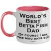 Betta Fish Coffee Two Tone Mug, Accessories, Stuff, Items for Owner, Mom, Dad - World's Best Fish Dad Mug view 1