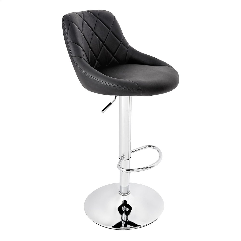 CangLong Swivel Adjustable Counter Height Bar Stool Set - PU Leather Counter Stools with Back, Lift Stools for Kitchen Bar - Black