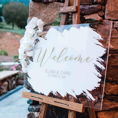 Custom Wedding Welcome Sign Clear Acrylic Wedding Decoration | Personalized Names and Wedding Date | Perfect Signage for Wedding Reception, Wedding Ceremony (12" X 18")