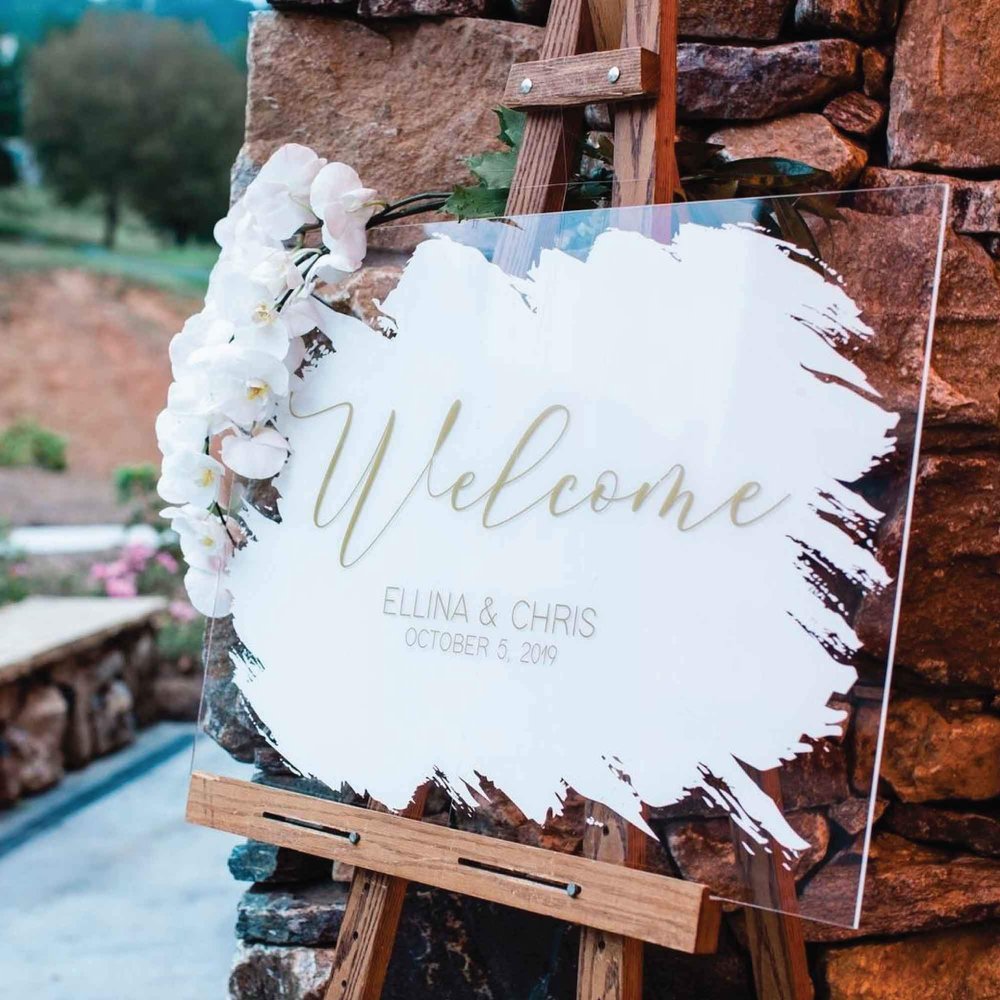 Custom Wedding Welcome Sign Clear Acrylic Wedding Decoration | Personalized Names and Wedding Date | Perfect Signage for Wedding Reception, Wedding Ceremony (12" X 18")