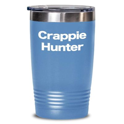 Crappie Hunter Tumbler Travel Coffee Cup Gone Fishing Pole Spinning Reel