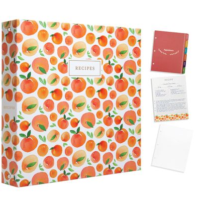 Jot & Mark 8.5" x 11" Sturdy 3 Ring Recipe Binder with Spill-Proof Clear Binder Sleeves Sheet Protector, Mothers Day Gifts, 30 Dual-Sided Recipe Card Pages for Written & Printed Recipes, Tabbed Dividers, Peach Dream