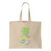 Floral Pineapple - Hawaiian Lei Flowers Reusable Grocery Tote Bag (Natural) view 1