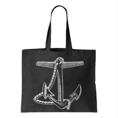 Anchor - Nautical Marine Boat Yacht Reusable Grocery Tote Bag (Black)