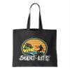 Surf Life - Retro Vintage Beach Palm Trees Reusable Grocery Tote Bag (Black) view 1