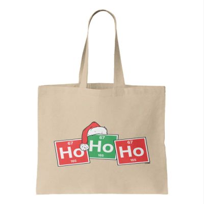Ho Ho Ho Periodic Table Elements - Christmas Reusable Grocery Tote Bag (Natural)
