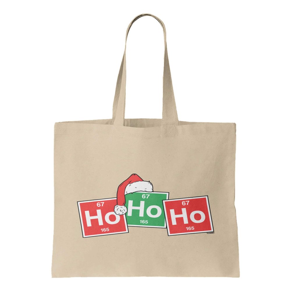 Ho Ho Ho Periodic Table Elements - Christmas Reusable Grocery Tote Bag (Natural)