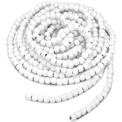 16 Feet Christmas Wood Bead Garland Wooden Bead Garland for Christmas Tree Holiday Decoration (White)