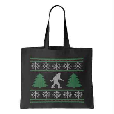 Bigfoot Ugly Christmas - Xmas Pattern Reusable Grocery Tote Bag (Black)