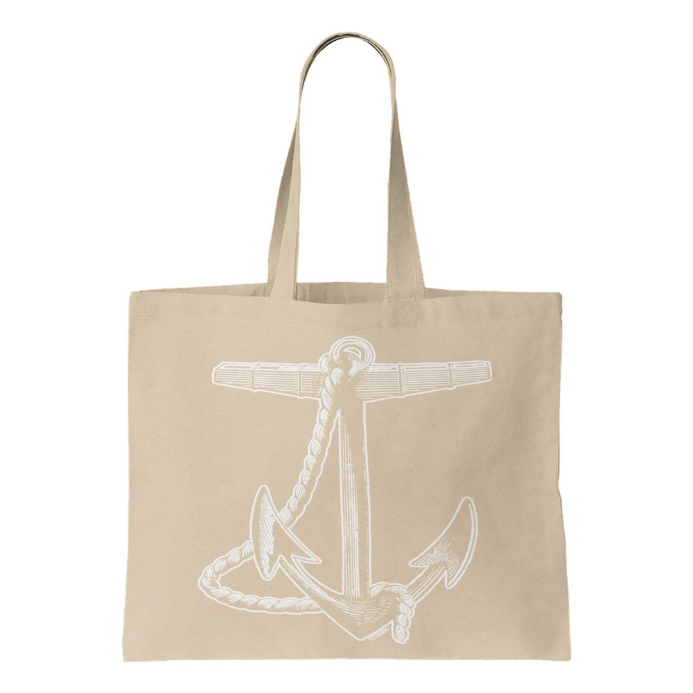 Anchor - Nautical Marine Boat Yacht Reusable Grocery Tote Bag (Natural)