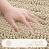 Grandaily Chenille Striped Bathroom Rugs 24x16, Extra Thick and Absorbent Bath Mats, Non-Slip Soft Plush Shaggy Shower Carpet, Machine Wash Dry, Bath Rug for Bathroom, (Small, Beige) view 3