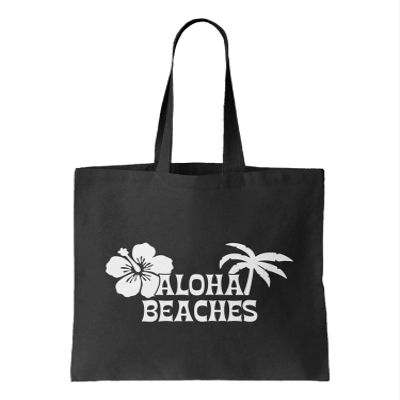 Aloha Beaches - Tropical Paradise Hawaii Reusable Grocery Tote Bag (Black)