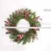 Wreaths LIU- Christmas Decorated with Artificial Red Berries Eucalyptus Leaves and Pine Cones for Front Door Indoor Outdoor Decoration view 2