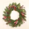 Wreaths LIU- Christmas Decorated with Artificial Red Berries Eucalyptus Leaves and Pine Cones for Front Door Indoor Outdoor Decoration view 3