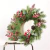 Wreaths LIU- Christmas Decorated with Artificial Red Berries Eucalyptus Leaves and Pine Cones for Front Door Indoor Outdoor Decoration view 4