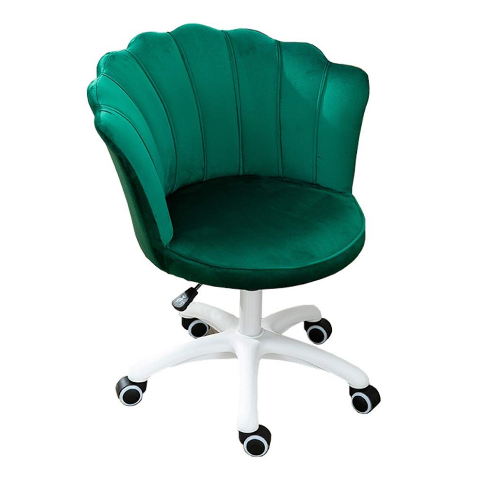 LIYFF-Stools Modern Design Velvet Desk Chair, Mid-Back Home Office Chair, Velvet Upholstered Swivel Adjustable Task Chair, Max Weight Capacity 150kg