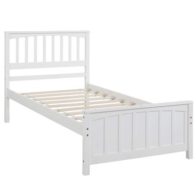 PovKeever Wood Platform Bed Twin Size Platform Bed, White