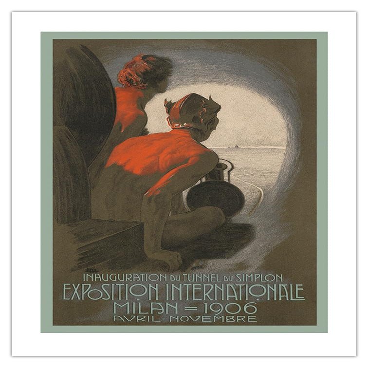 1906 Exposition International Worlds Fair - Milan Italy - Vintage Travel Poster by Leopoldo Metlicovitz c.1906 - Bamboo Fine Art 290gsm Paper Print (Unframed) 18x24in