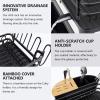 BRIAN & DANY Aluminum Dish Drying Rack, Dish Racks for Kitchen Counter, Dish Drainer with Removable Cutlery Holder & Cup Holder, 16.5" L x 11.8" W, Black view 2