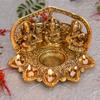 Wgloryind Metal Laxmi Ganesh Saraswati Idol Showpiece with Diya (Golden, 9 X 6 X 5 Inches) view 1