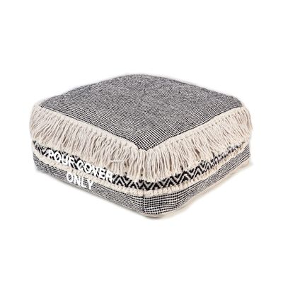 REDEARTH  UNSTUFFED Pouf Ottoman Cover Textured Storage Cube Boho Bean Bag Footrest Stool for Living Room, Bedroom,Nursery, Farmhouse, Kidsroom, Patio, Gym; 100% Cotton (20"X20"X8"; Black)