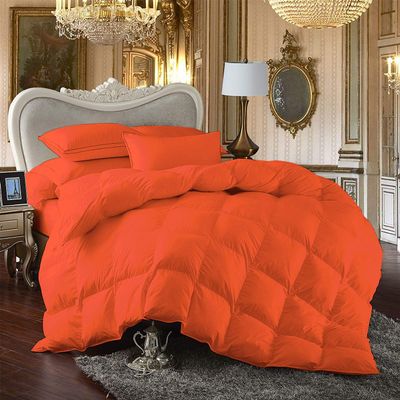 International Sheets All Seasons Oversized Super King Size 800 Thread Count Solid Orange Down Alternative 5 Piece Box Design Comforter Set 100% Egyptian Cotton