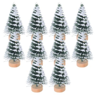 10Pcs 5CM Mini Sisal Trees Bottle Brush Trees Miniature Pine Tree Tabletop Christmas Tree Decor for Crafts Party Home Decoration